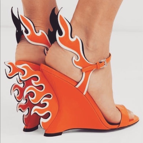 “FLAMES” Black Wedge Sandal - Picture 6 of 6